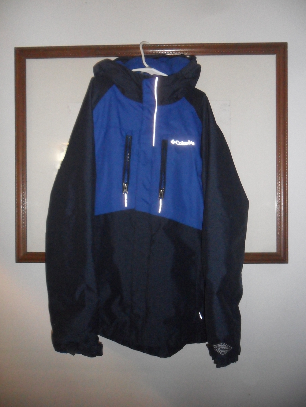Columbia Kid's Large Blue and Black Hooded Rain Coat